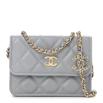 Chanel Caviar Quilted Miss Coco Clutch With Chain Grey 1 of 10