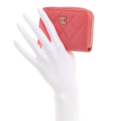 Chanel Caviar Quilted Zip Coin Purse Dark Pink 2 of 7