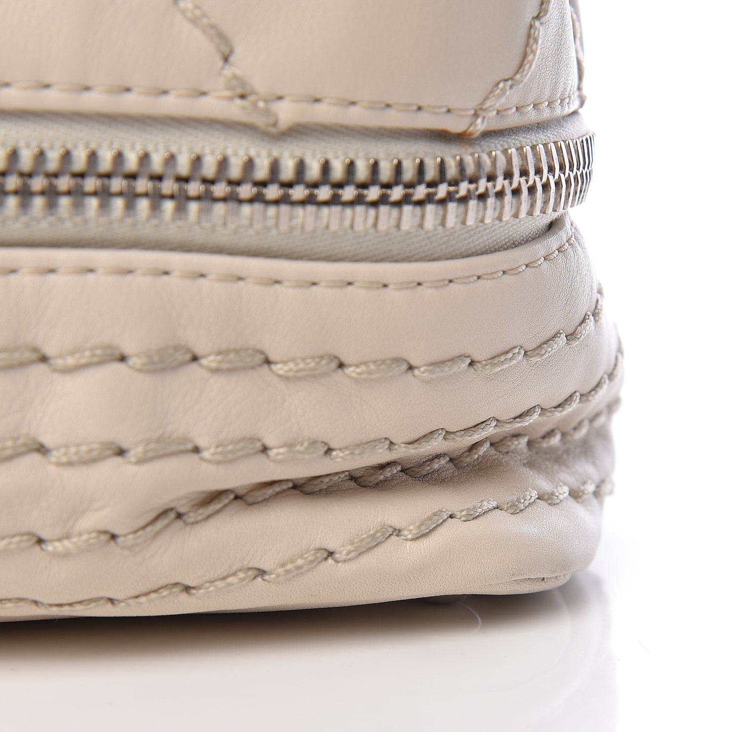 Calfskin Stitched Large Expandable Flap Bag White