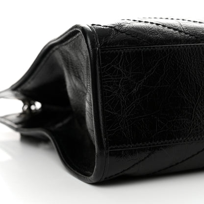 Saint Laurent Crinkled Calfskin Matelasse Monogram Medium Niki Shopper Tote Black 11 of 12