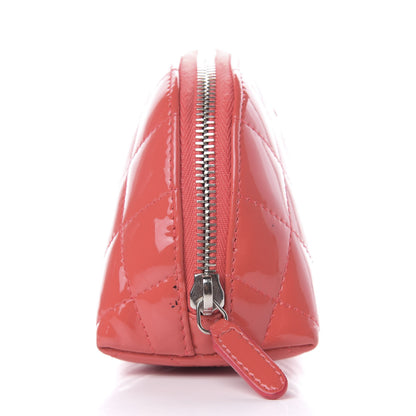 Chanel Patent Quilted Cosmetic Case Coral 9 of 10