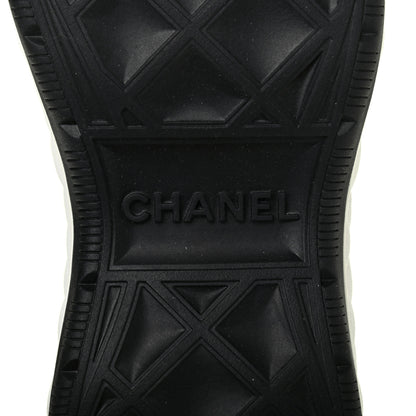Chanel Fabric Calfskin Suede CC Sneakers 36 Navy Black 6 of 8