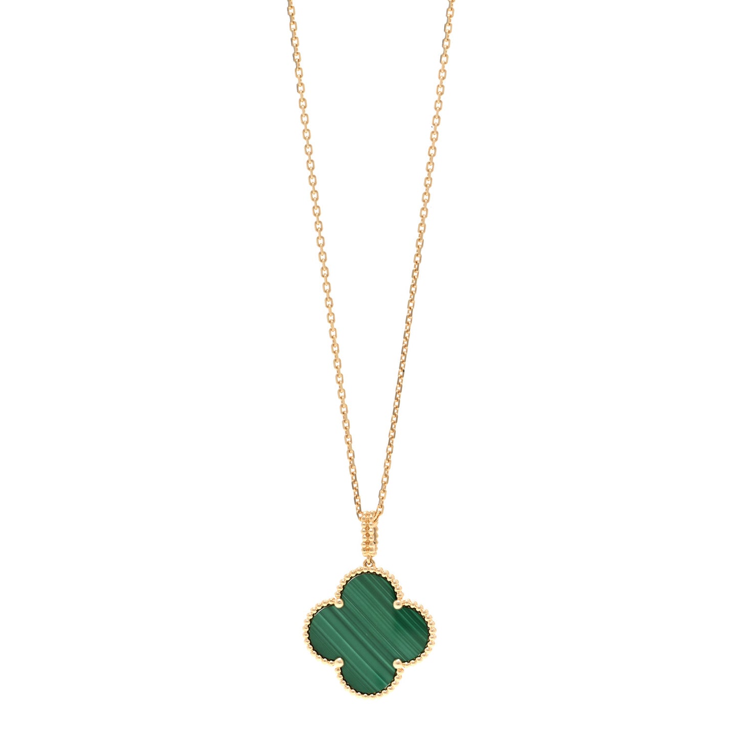 18K Yellow Gold Malachite Magic Alhambra Pendant Necklace