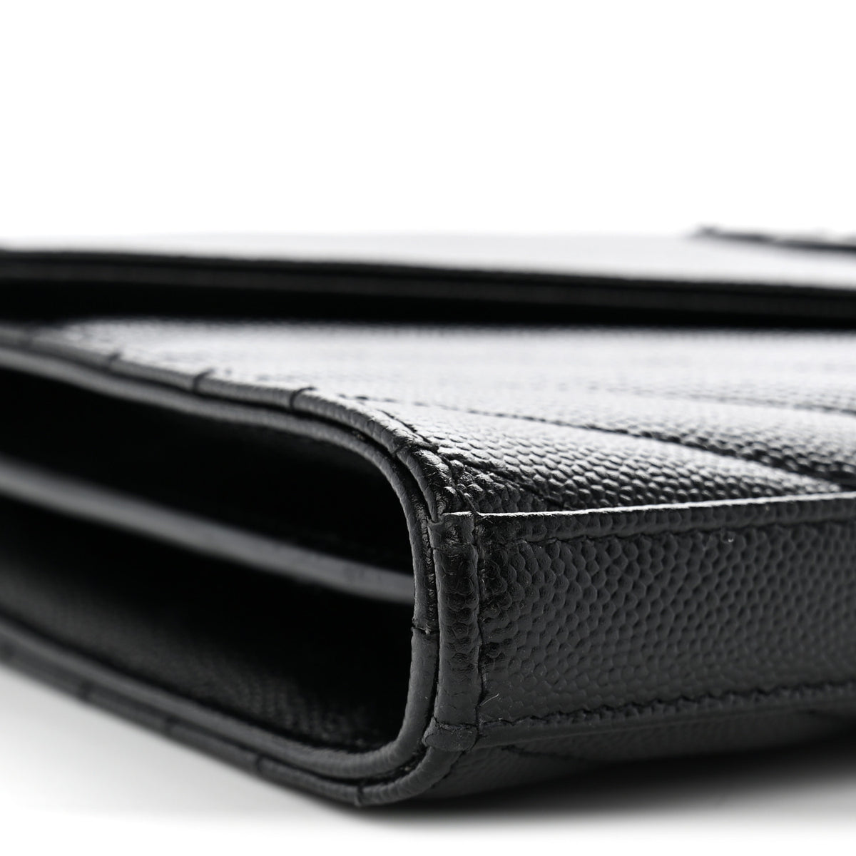 Grain De Poudre Matelasse Chevron Monogram Monochrome Chain Wallet Black