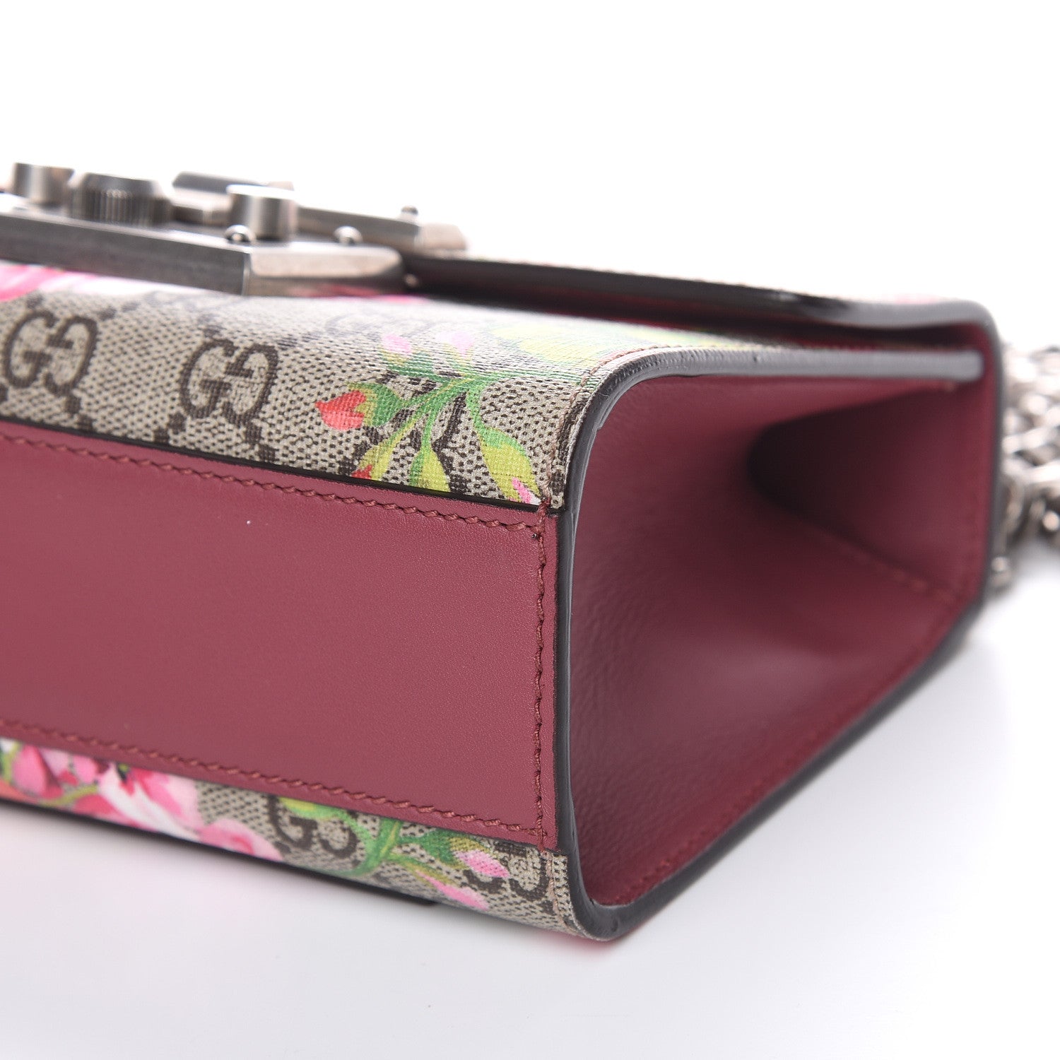 Gucci GG Supreme Monogram Blooms Small Padlock Shoulder Bag Beige Multicolor Dry Rose 8 of 11
