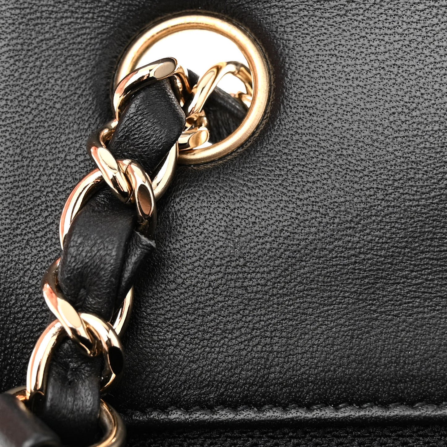 Lambskin Quilted Mini Rectangular Flap Black