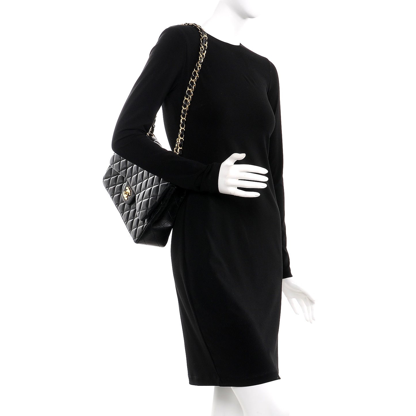 Lambskin Quilted Jumbo Single Flap Black