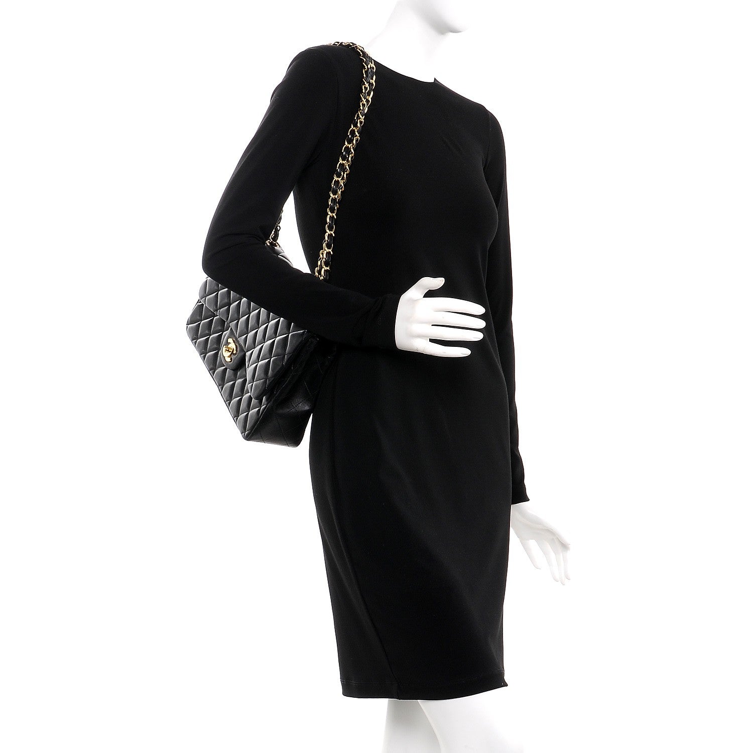 Chanel Lambskin Quilted Jumbo Single Flap Black 2 of 9