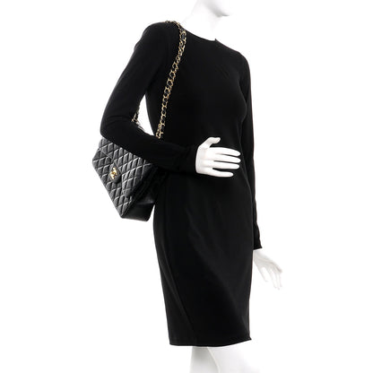 Chanel Lambskin Quilted Jumbo Single Flap Black 2 of 9