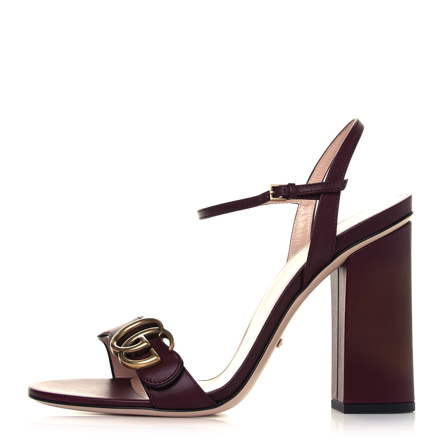 Lifford Calfskin GG Marmont Ankle Wrap 105mm Sandals 39 Vintage Bordeaux