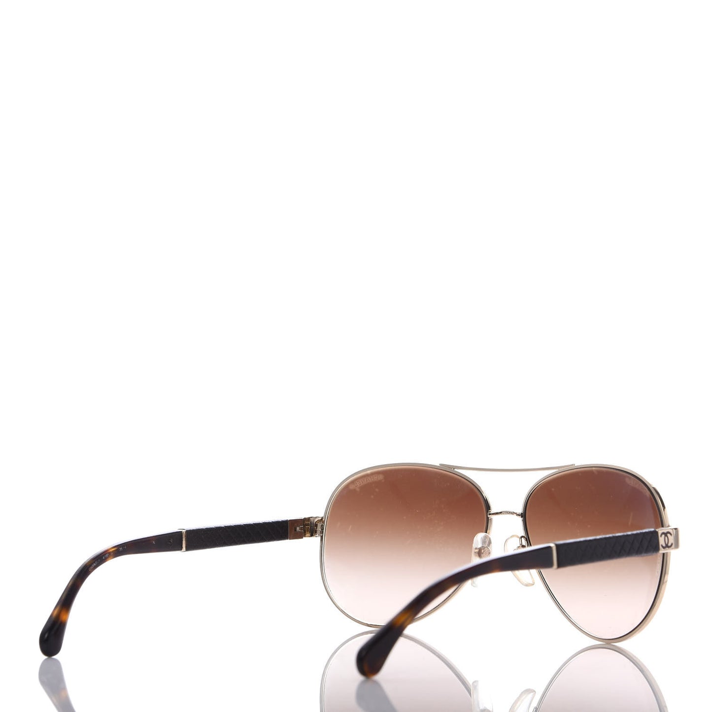 Lambskin Quilted CC Aviator Sunglasses 4195-Q Brown Gold