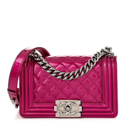 Chanel Metallic Patent Calfskin Quilted Small Boy Flap Pink 1 of 10