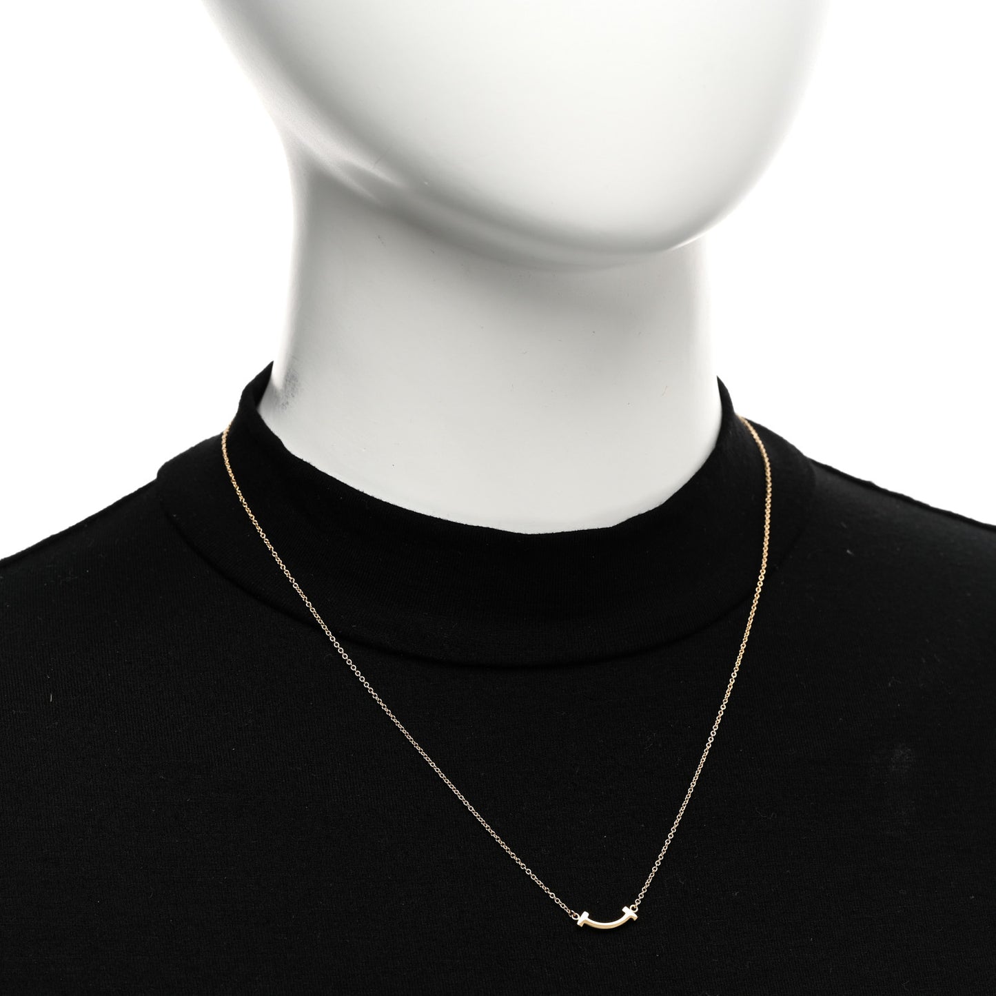 18K Yellow Gold Mini T Smile Pendant Necklace