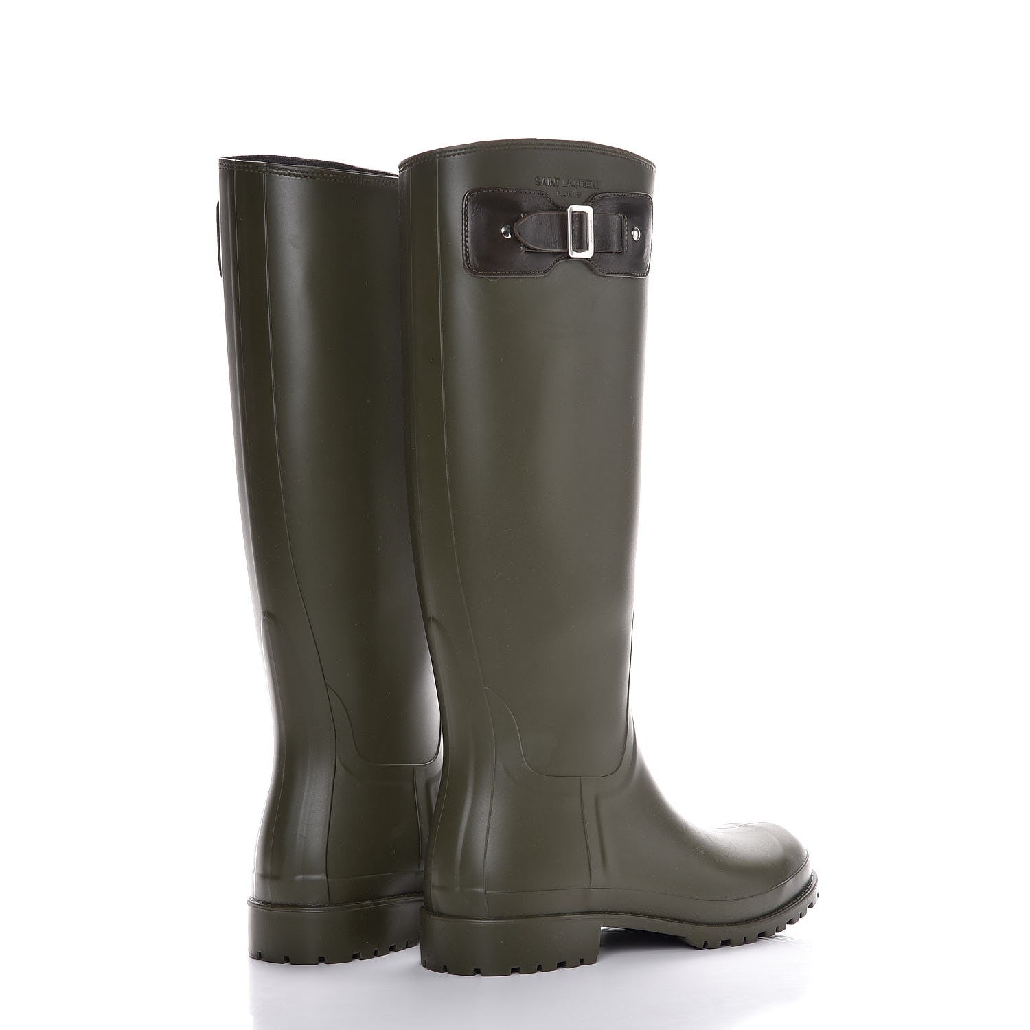 Saint Laurent Rubber Festival 25 High Rain Boots 38 Khaki 4 of 10