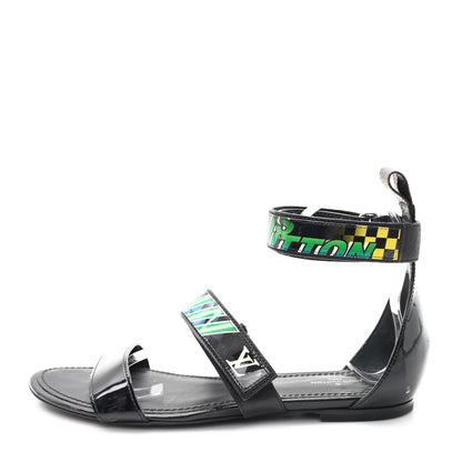 Louis Vuitton Patent Deep Sea Sandals 38 Black 1 of 10