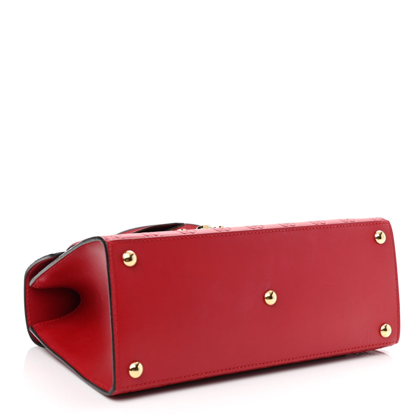 Guccissima Signature Small Padlock Top Handle Bag Hibiscus Red