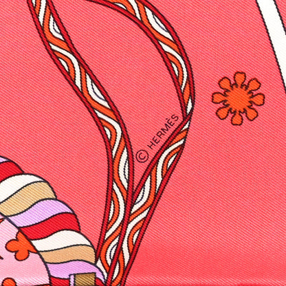 Hermes Silk Le Sacre De L'Hiver Pocket Square Rose Parme White 3 of 4