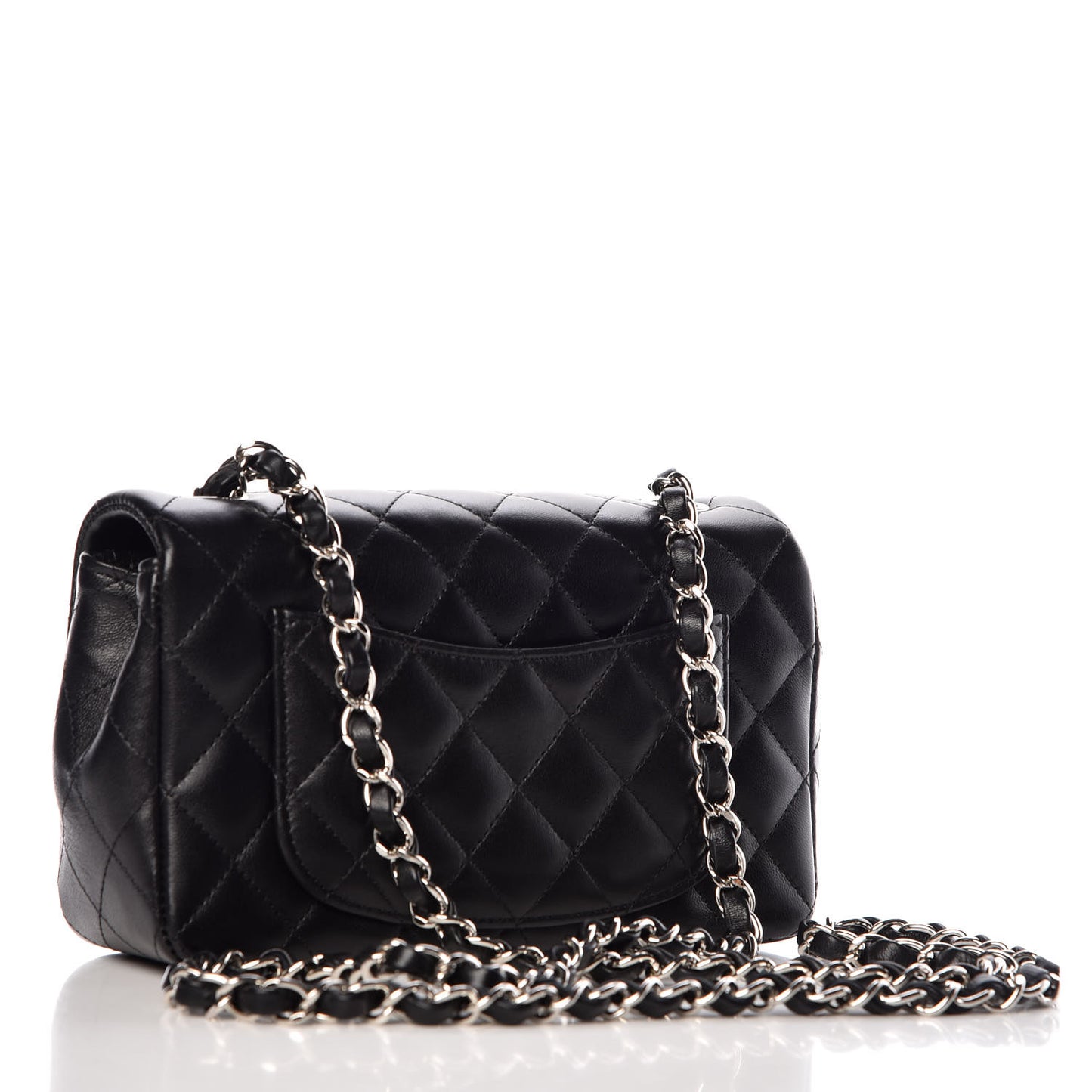 Lambskin Quilted Mini Rectangular Flap Black