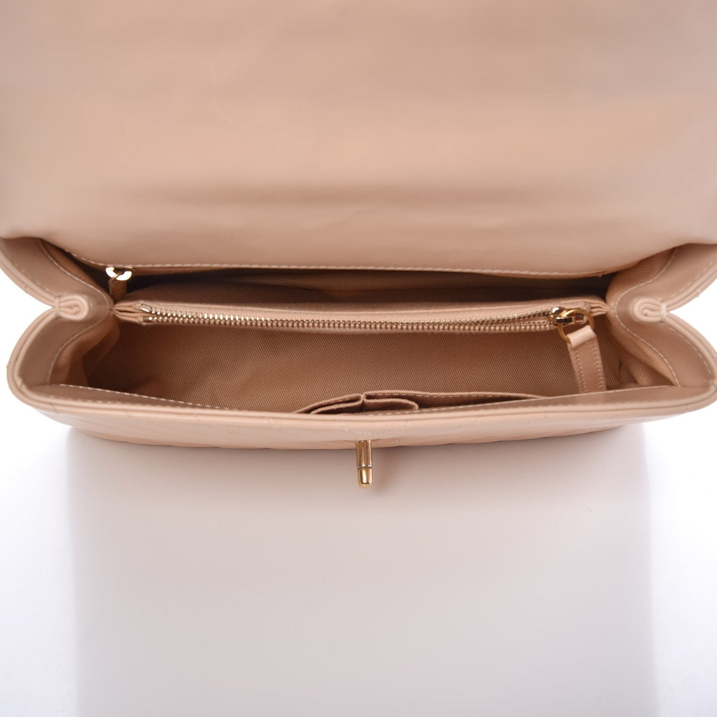 Calfskin Chevron Quilted Small Coco Handle Flap Light Beige