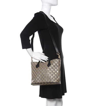 Gucci Soft GG Supreme Monogram Bees Small Crossbody Tote Beige Oro Black 2 of 10