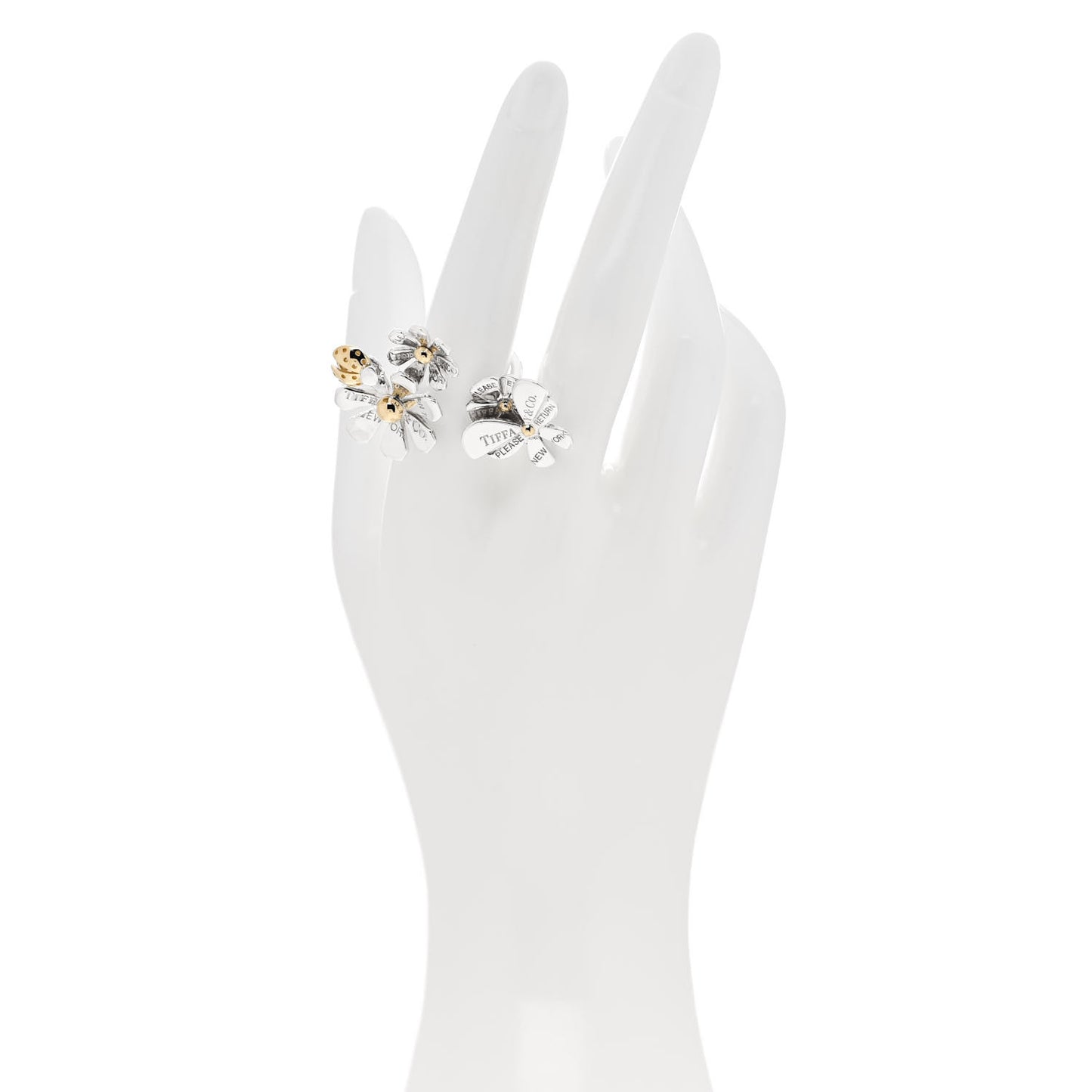 Sterling Silver 18K Yellow Gold Return to Tiffany Love Bugs Ring 57 8