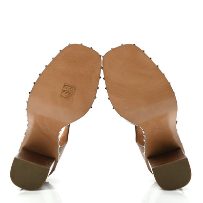 Valentino Garavani Calfskin Rockstud Ankle Strap Sandals 38 Brown 5 of 9