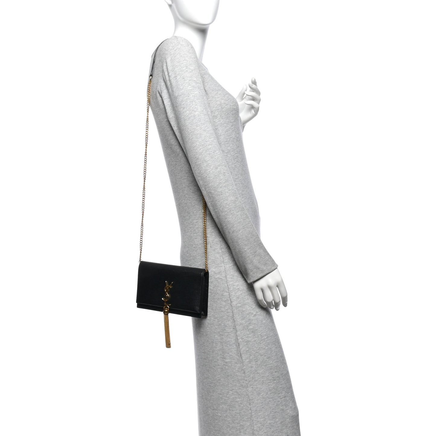 Grain De Poudre Classic Monogram Kate Tassel Chain Wallet Black