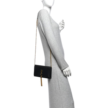 Saint Laurent Grain De Poudre Classic Monogram Kate Tassel Chain Wallet Black 2 of 10