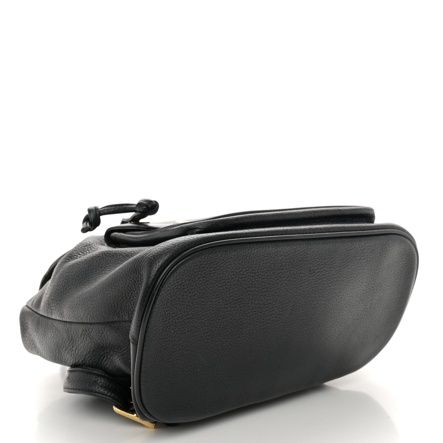 Grained Calfskin Studded Drawstring Backpack Black