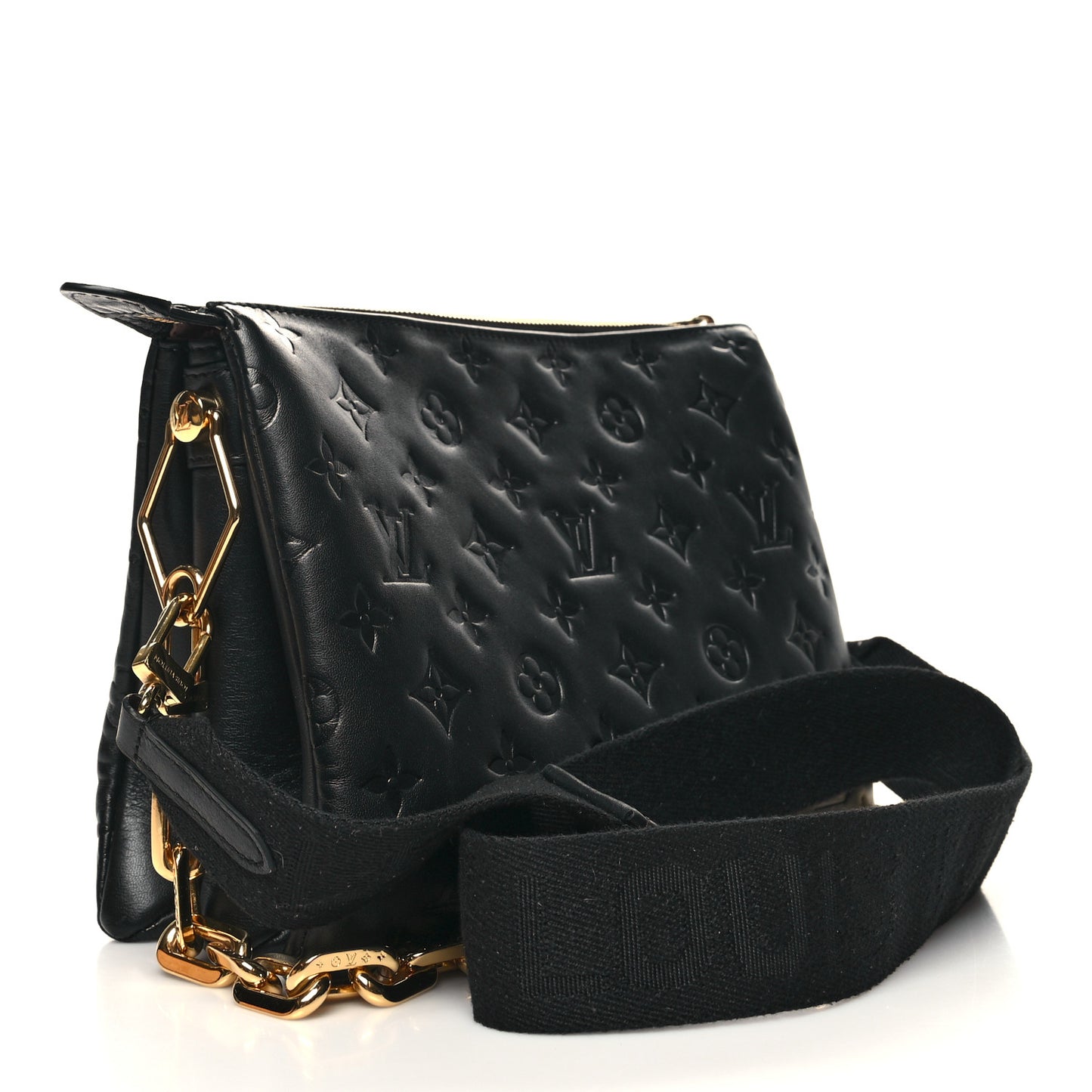 Lambskin Embossed Monogram Coussin PM Black