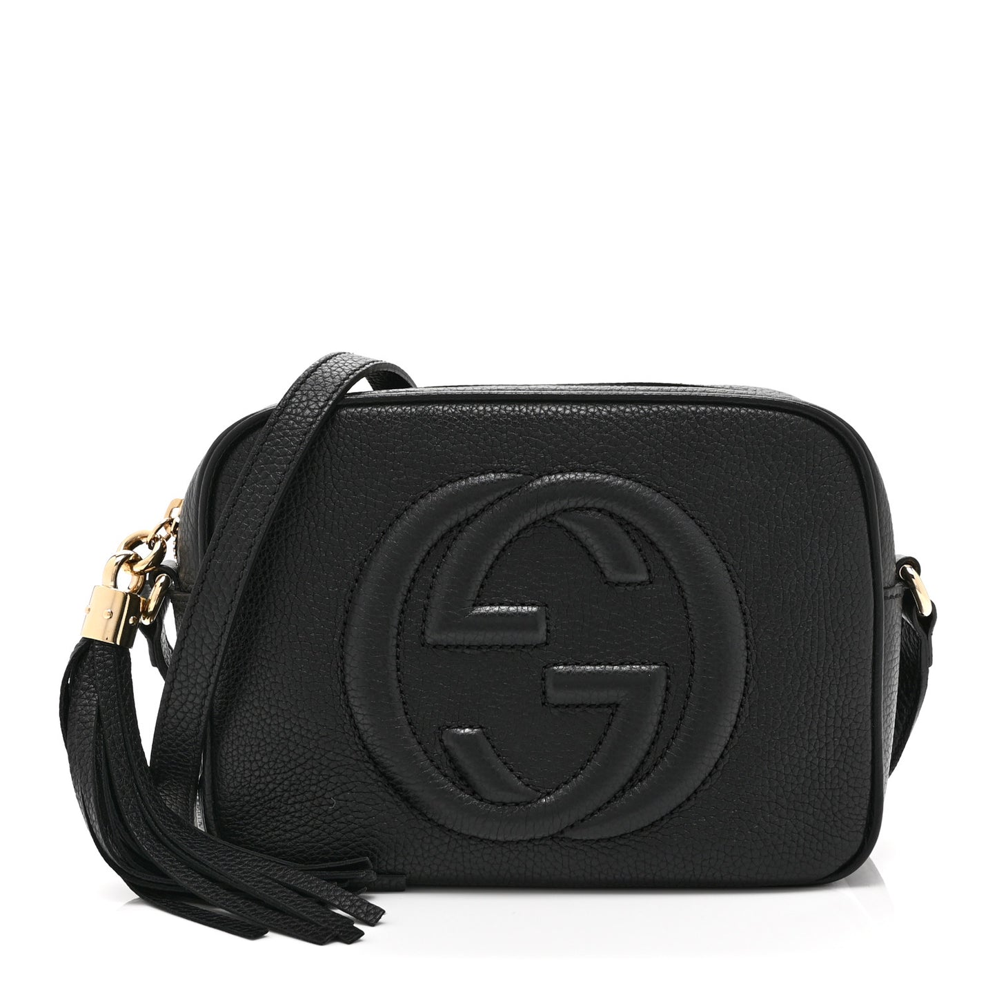 Pebbled Calfskin Small Soho Disco Bag Black