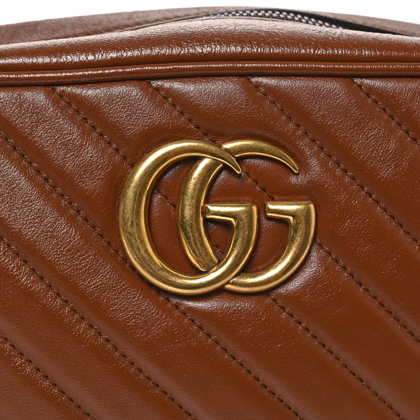 Glazed Calfskin Matelasse Diagonal Small GG Marmont Chain Shoulder Bag Cuir