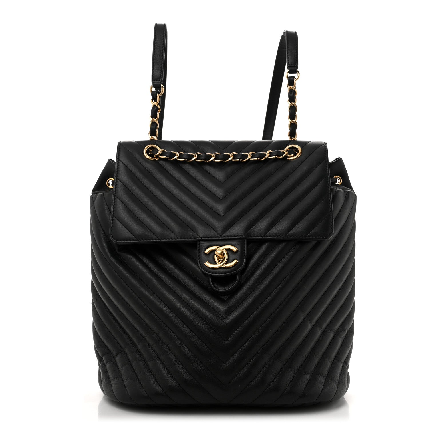 Chanel Calfskin Chevron Quilted Large Urban Spirit Backpack Black 1 of 14