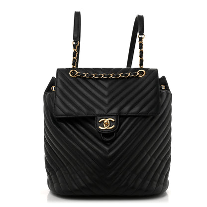 Chanel Calfskin Chevron Quilted Large Urban Spirit Backpack Black 1 of 14