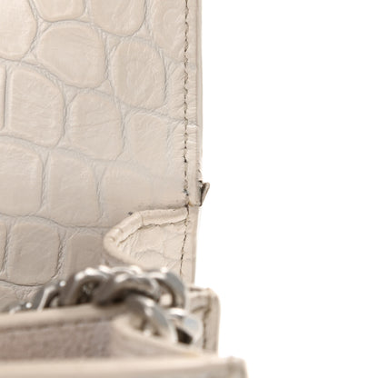 Saint Laurent Calfskin Crocodile Embossed Medium Monogram Sunset Icy White 11 of 13