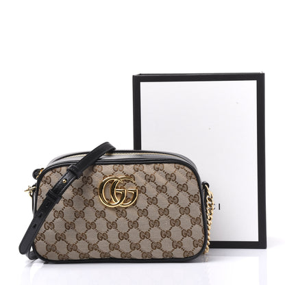 Gucci Monogram Matelasse Diagonal Small GG Marmont Chain Shoulder Bag Beige Black 10 of 10