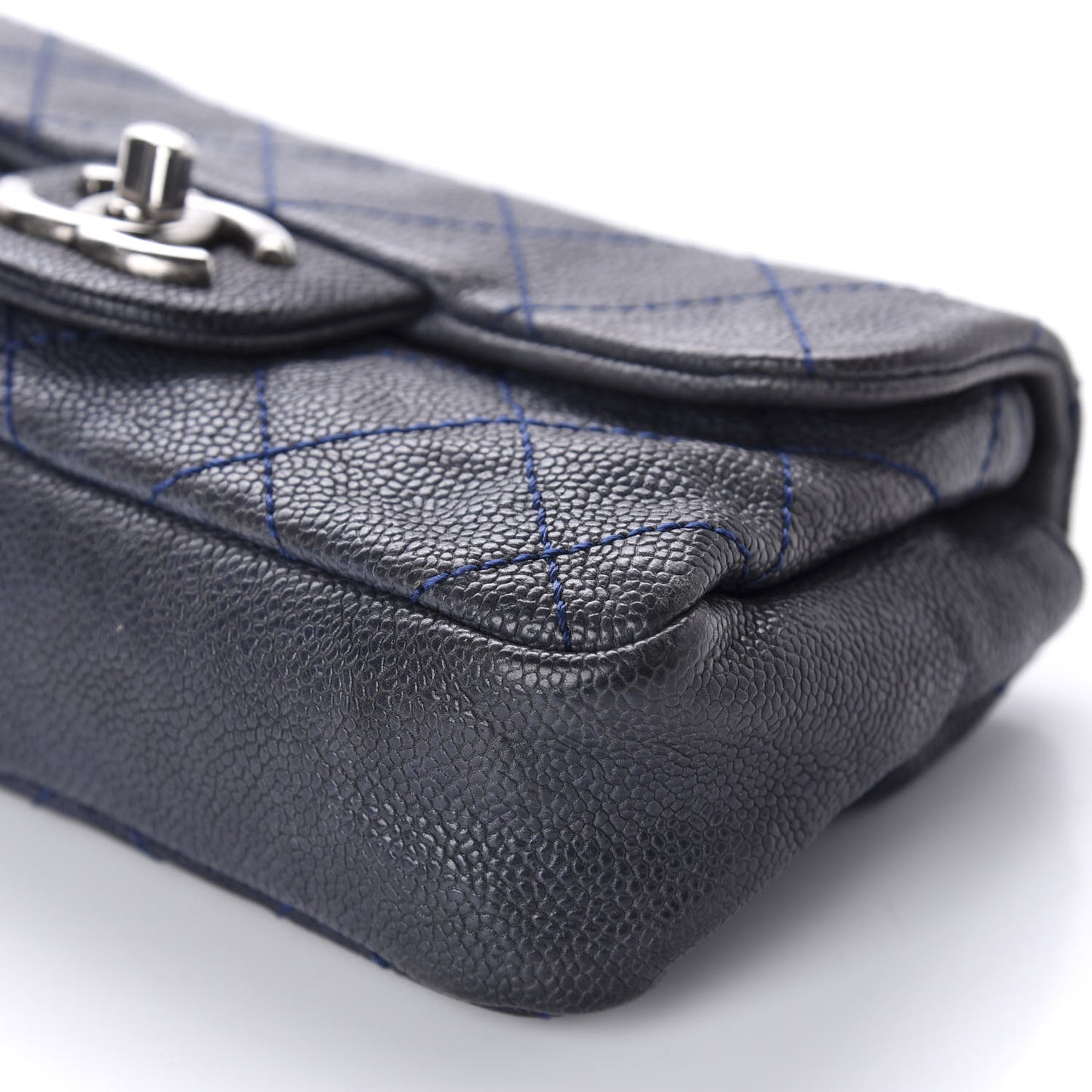 Caviar Quilted Mini Simply CC Flap Blue