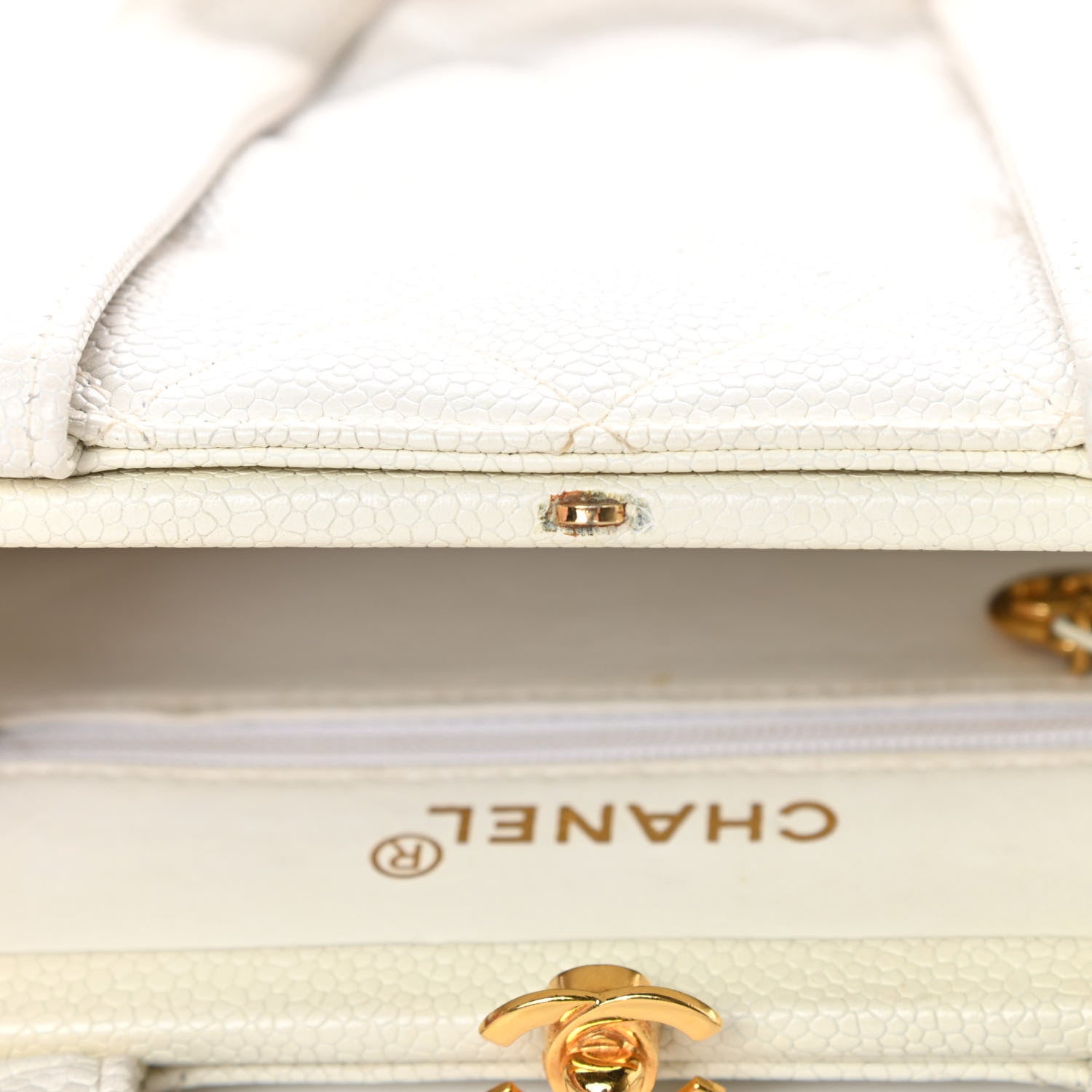Chanel Caviar Quilted Kisslock Frame Bag White 15 of 18