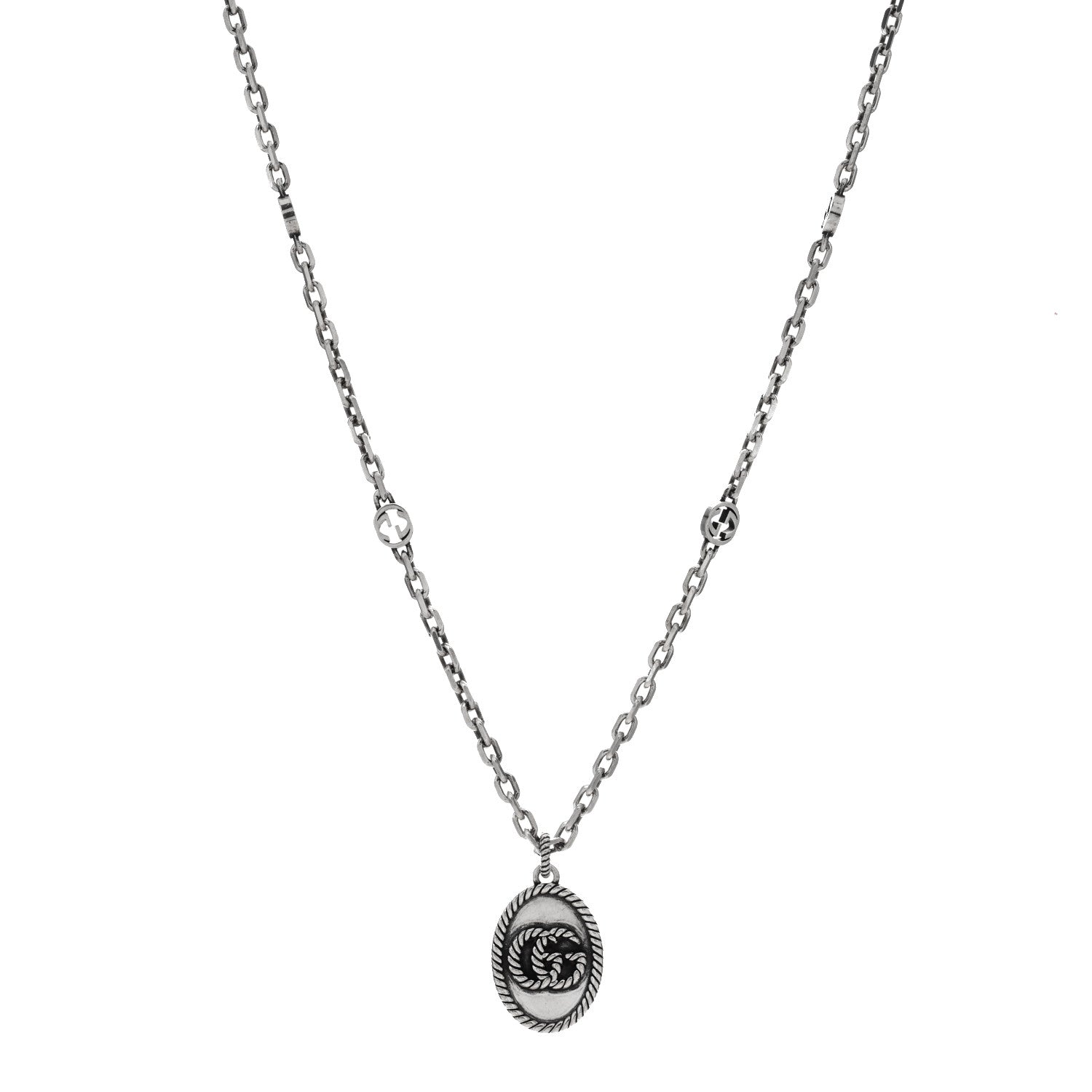Gucci Sterling Silver Double G Pendant Necklace 1 of 4