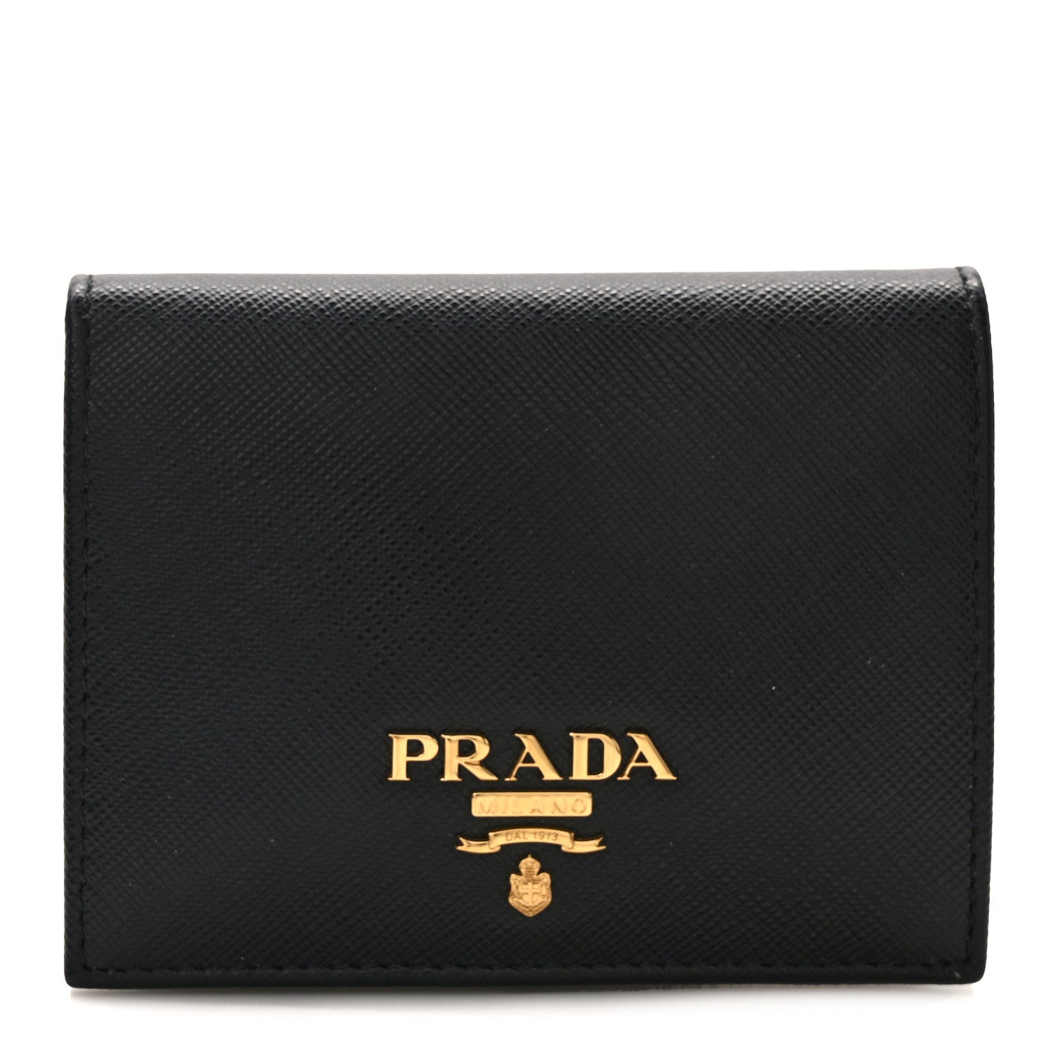 Prada Saffiano Metal Bi-Fold Wallet Black 1 of 9