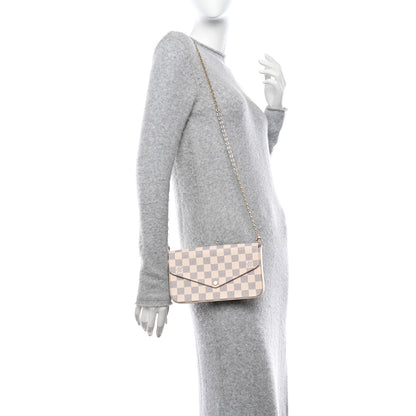 Louis Vuitton LOUIS VUITTON Damier Azur Pochette Felicie Chain Wallet Rose Ballerine 2 of 8
