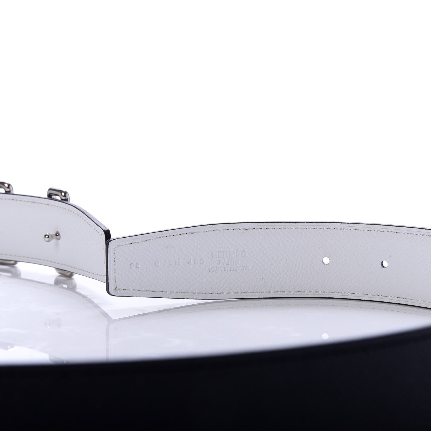 Hermes Epsom Tonight Belt 95 Bleu Obscur White 3 of 5