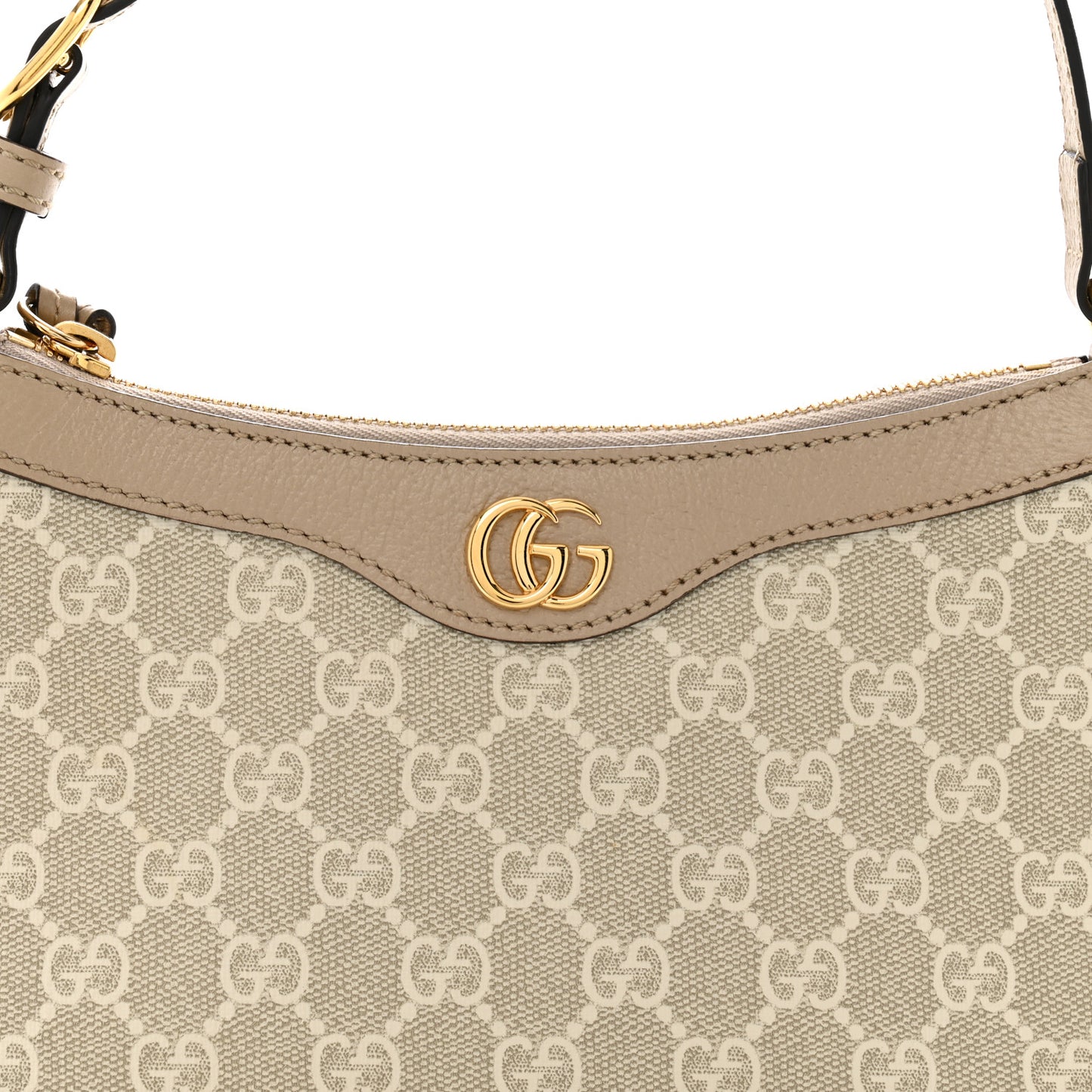 GG Supreme Monogram Textured Dollar Calfskin Small Ophidia Hobo Beige Mystic White Oatmeal