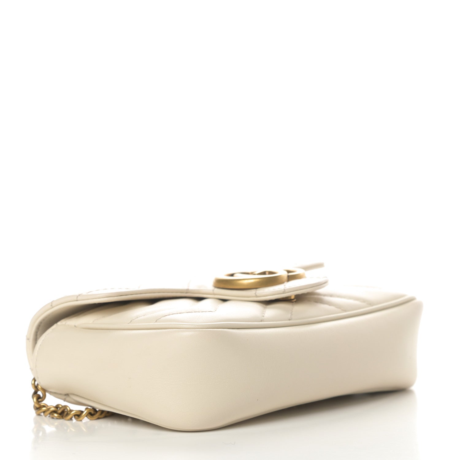 Gucci Calfskin Matelasse Super Mini GG Marmont Shoulder Bag White 4 of 11