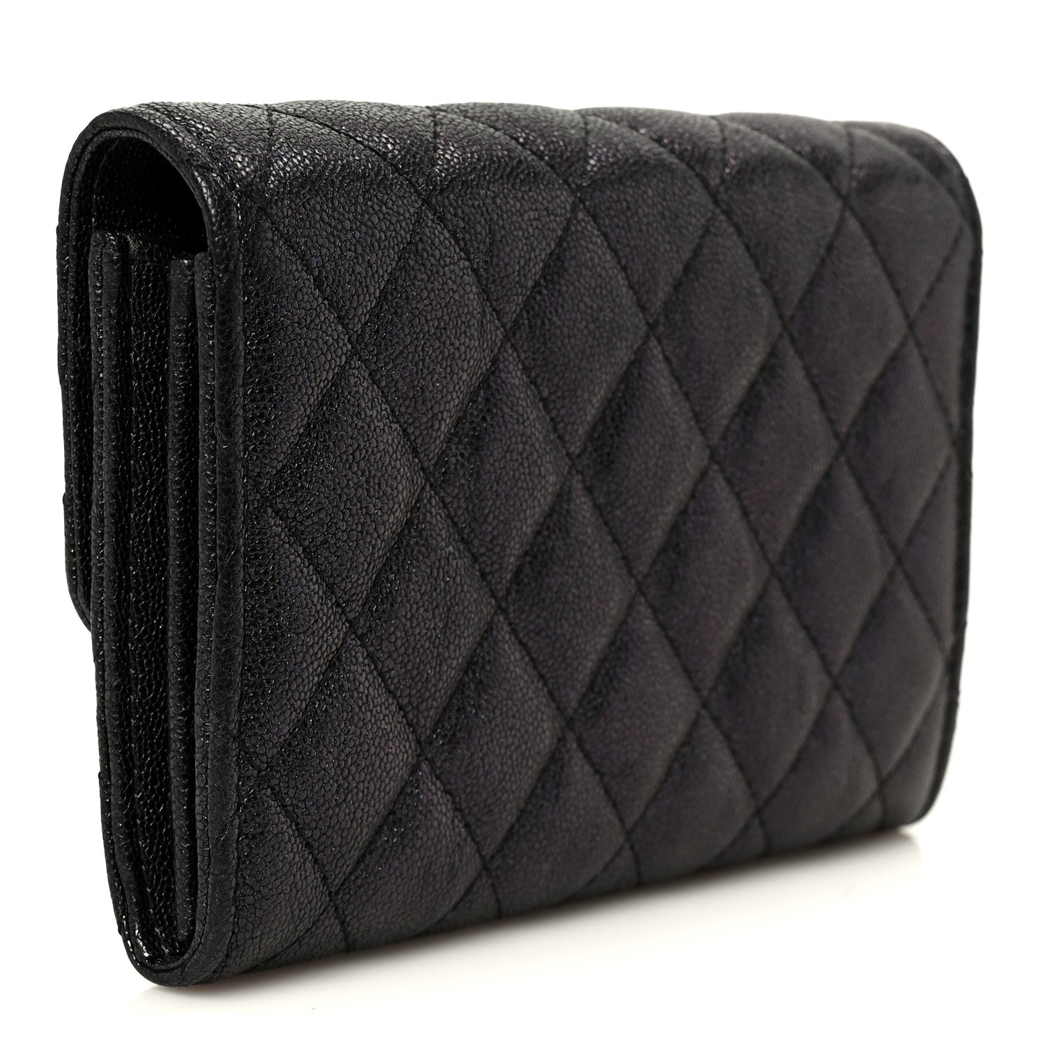 Chanel Iridescent Caviar Quilted Medium Flap Wallet Black 3 of 10