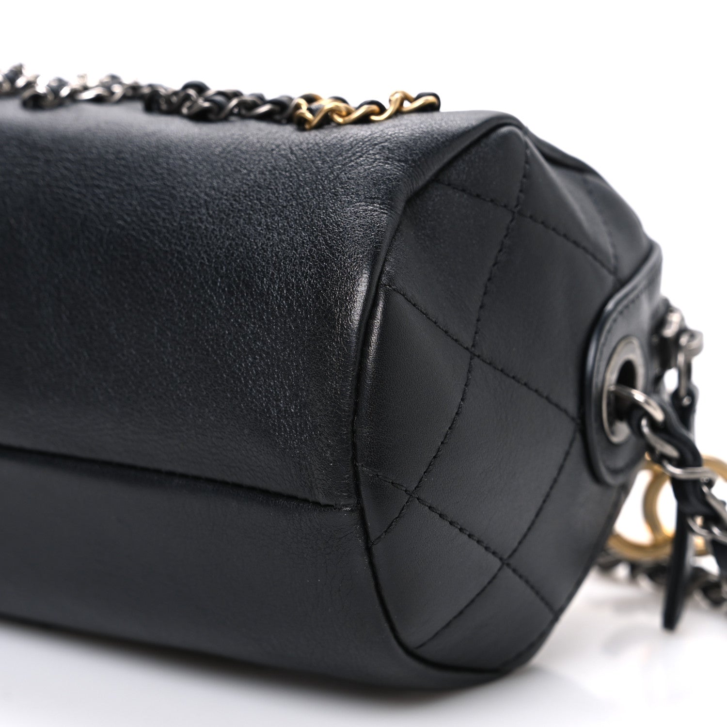 Chanel Metallic Lambskin Signe Bowling Bag Black 10 of 10
