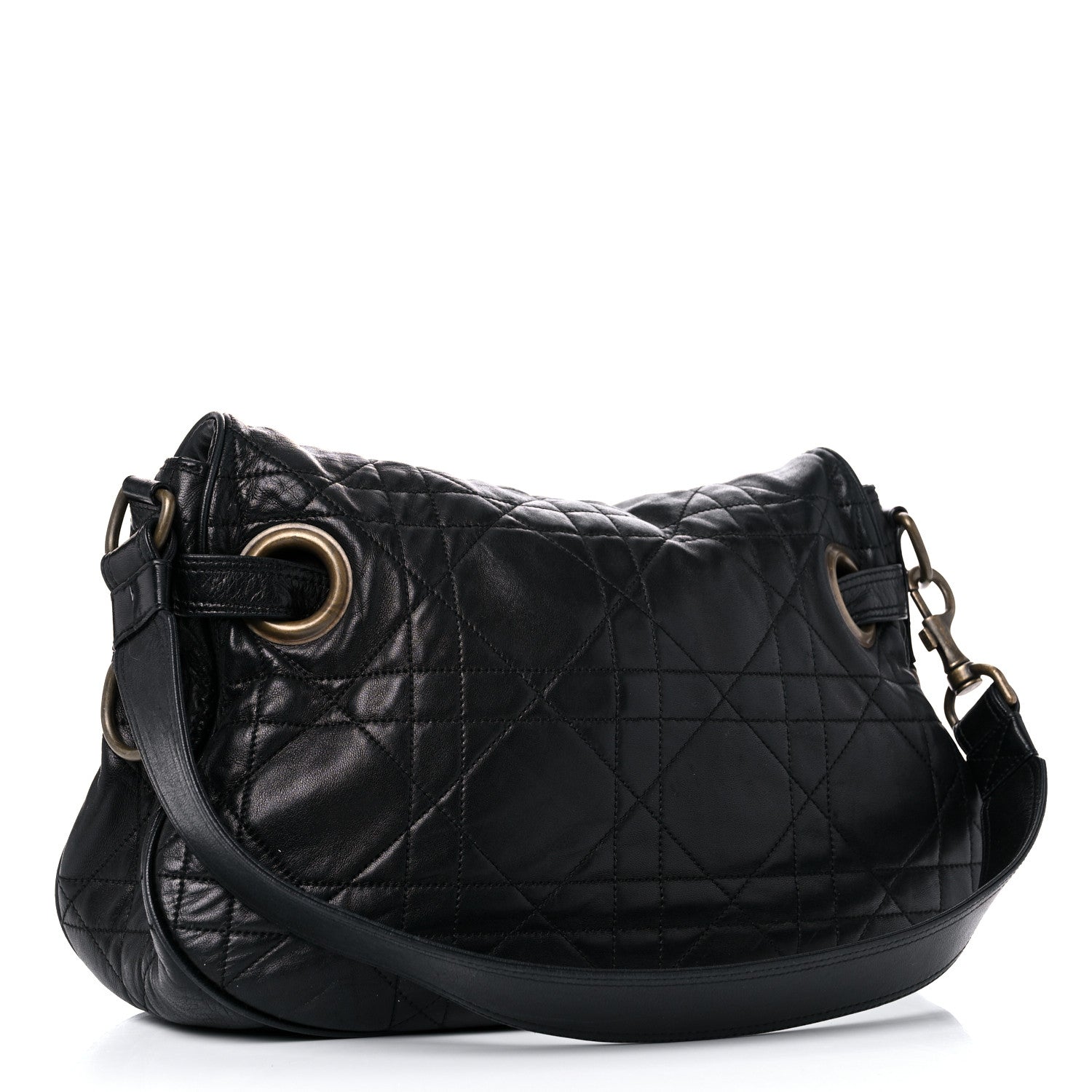 Christian Dior Lambskin Cannage Flap Messenger Bag Black 2 of 19