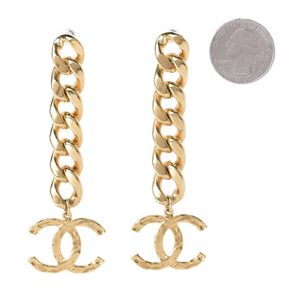 Chanel Metal CC Pick Drop Earrings Gold 2 of 5