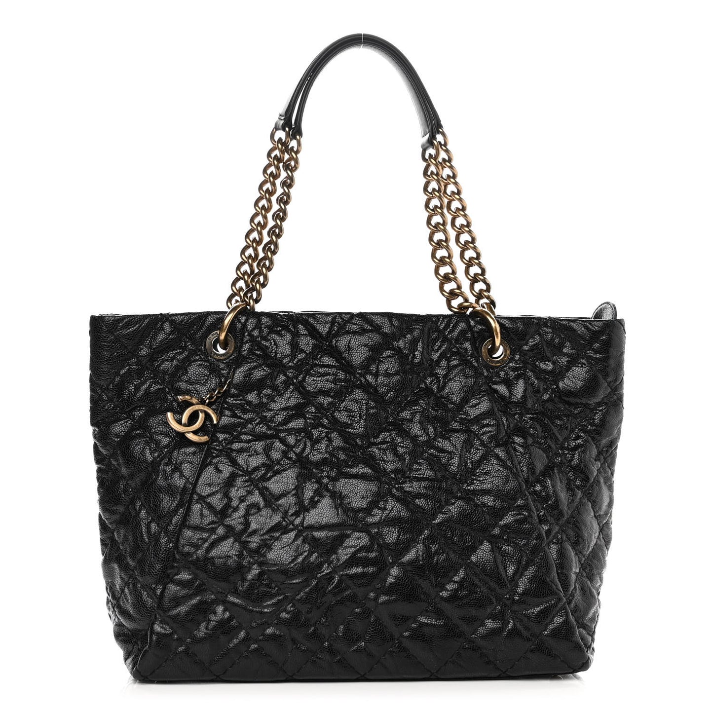 Glazed Caviar Coco Pleats Tote Black