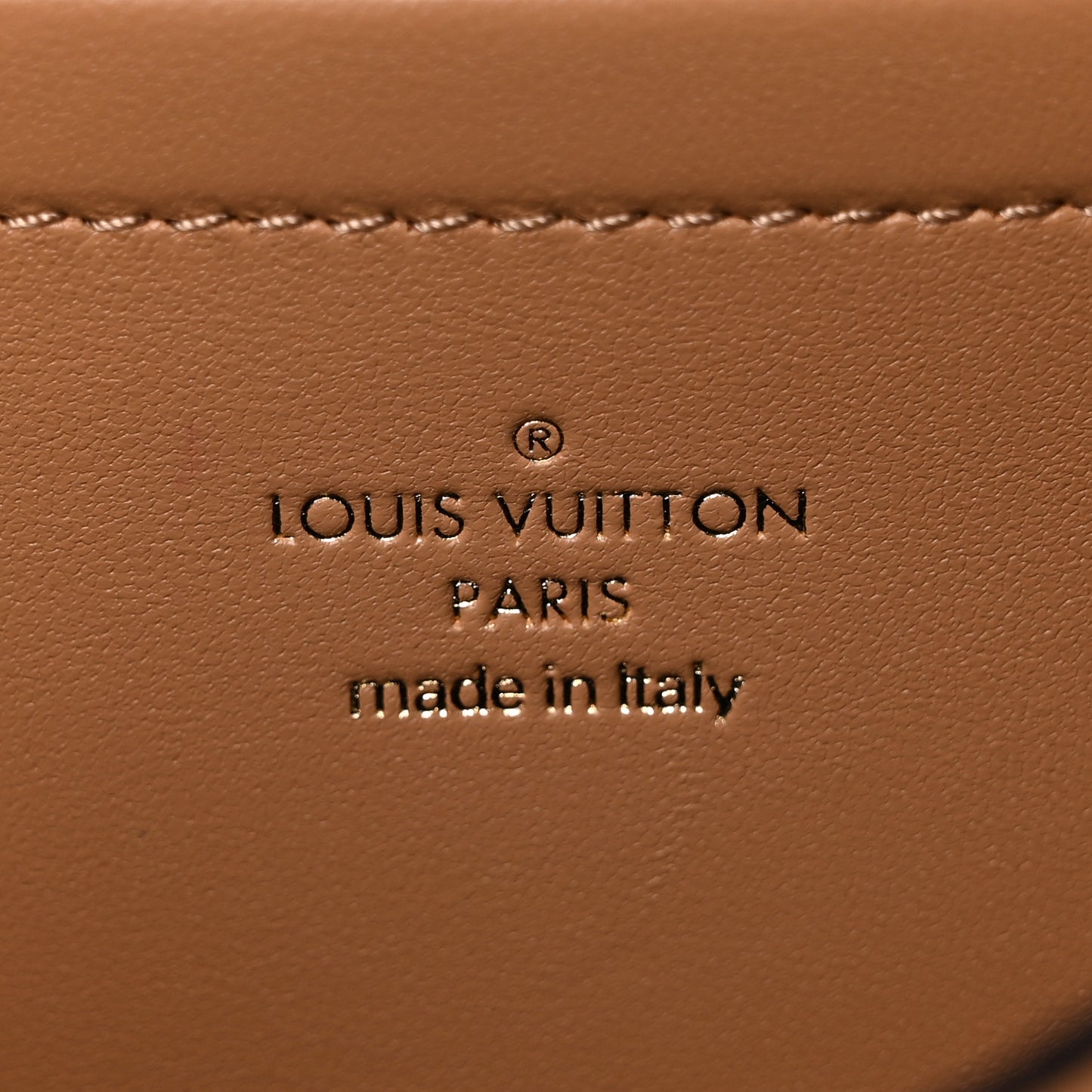 Lambskin Embossed Monogram Pochette Coussin Camel